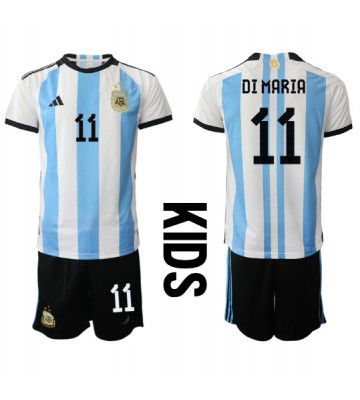 Argentina Angel Di Maria #11 Hjemmedraktsett Barn VM 2022 Kortermet (+ Korte bukser)